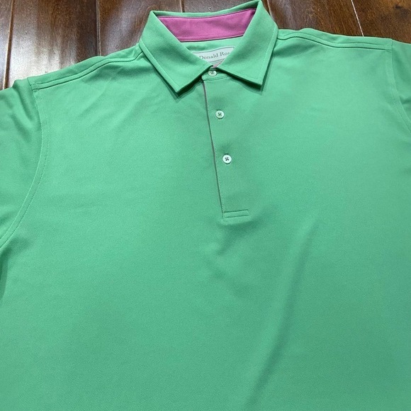 Donald Ross Lime Green Pink Polo Golf Polyester Shirt Men's Size Large - Picture 2 of 9